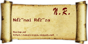 Nánai Róza névjegykártya